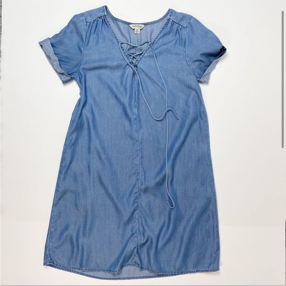 Lucky Brand Chambray Lace Up Mini Dress